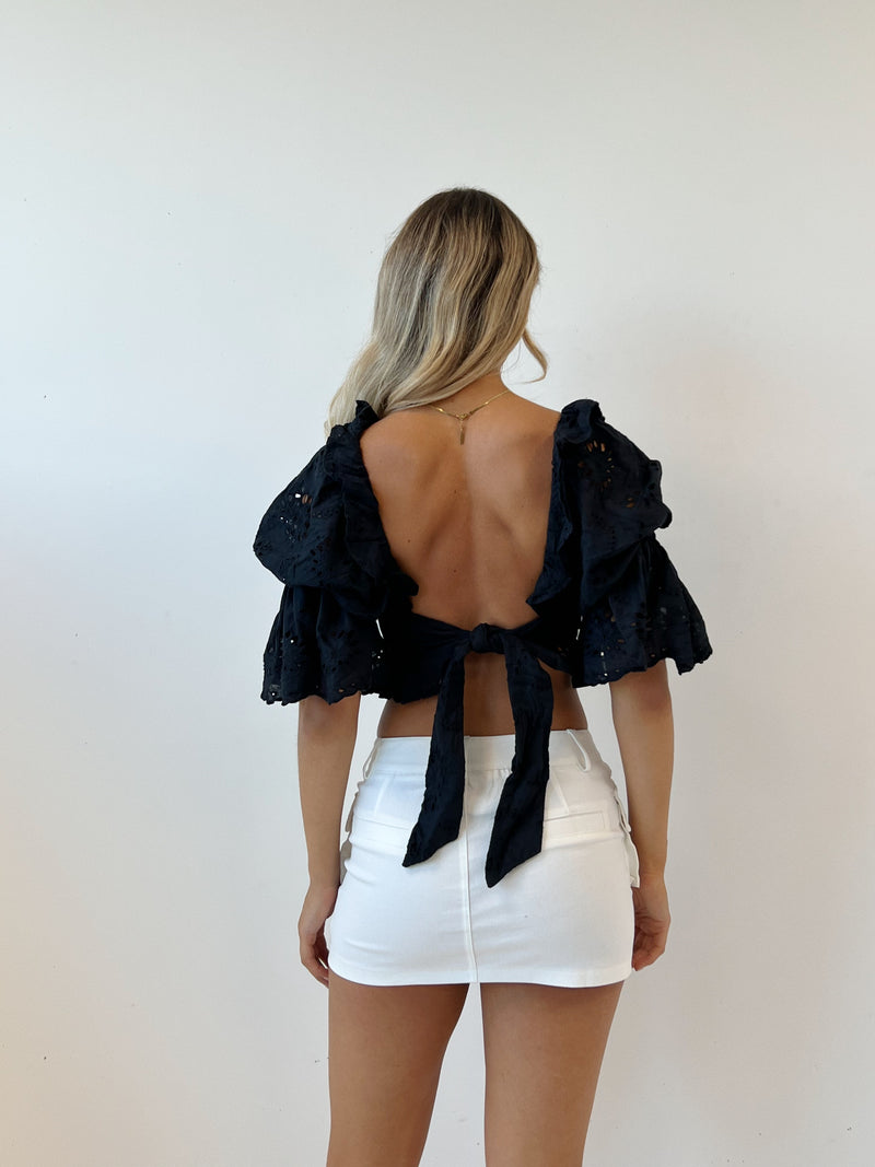 Azariah Crop Blouse - Black
