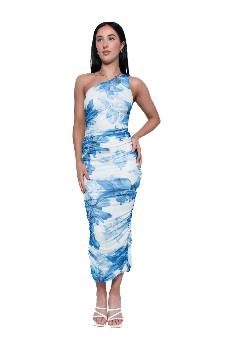 Morgan Floral Midi Dress - Blue