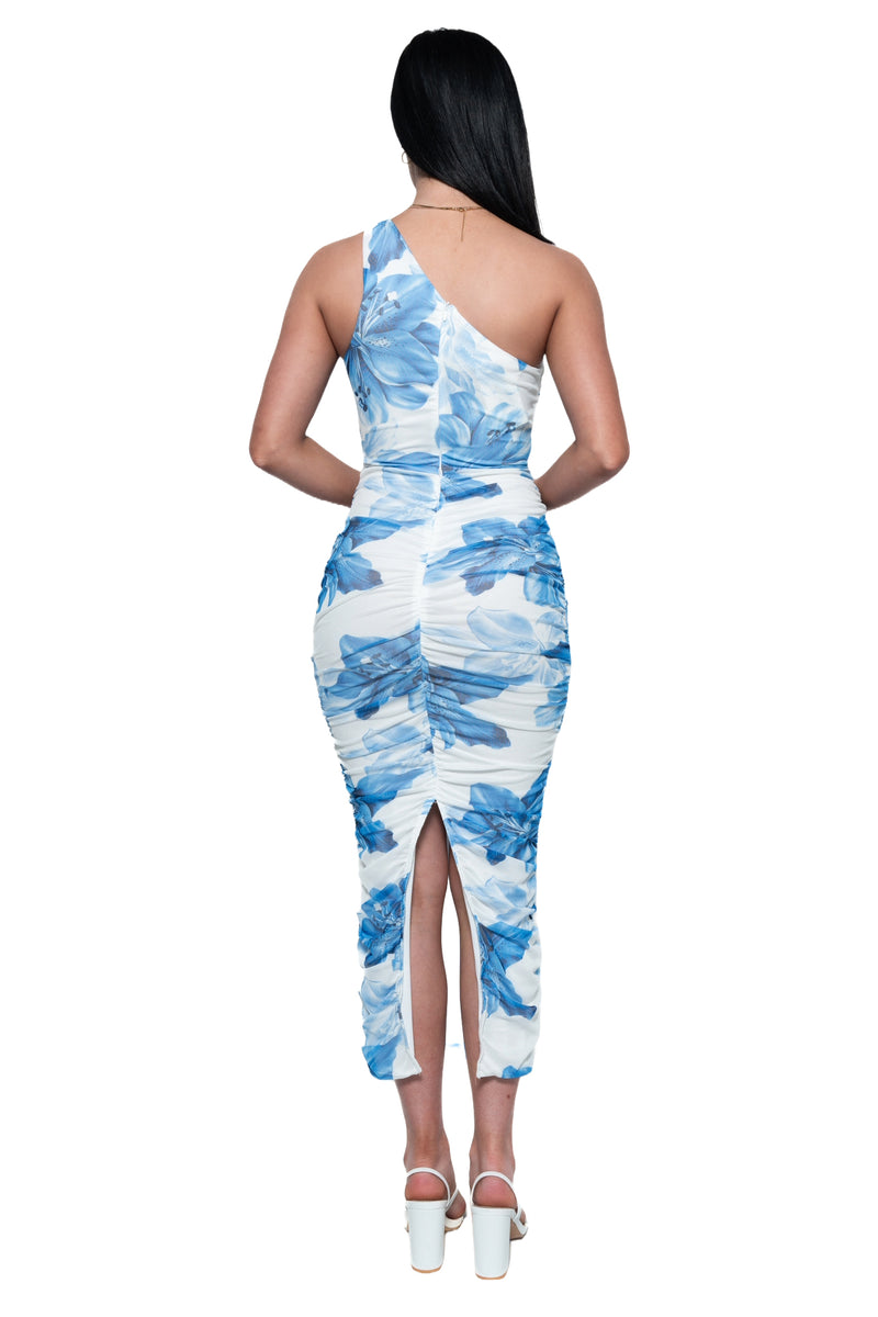 Morgan Floral Midi Dress - Blue