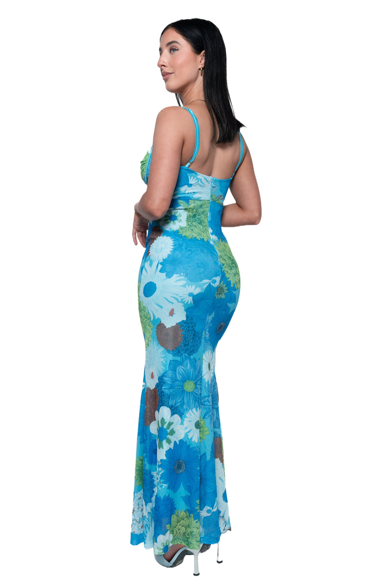 Ophelia Floral Maxi Dress - Blue