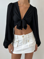 Kay Crop Blouse - Black