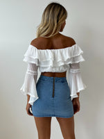 Audrey Crop Blouse - White