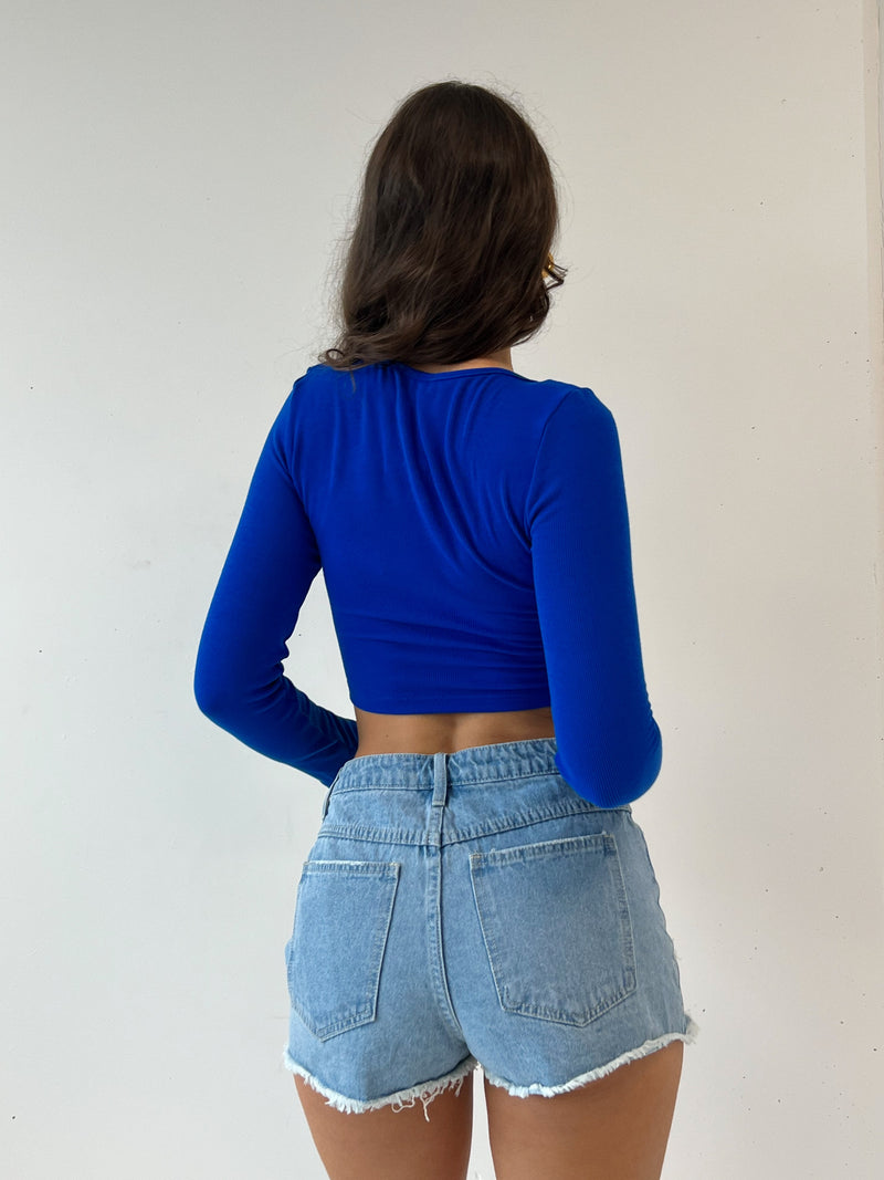Dion Crop Top - Blue