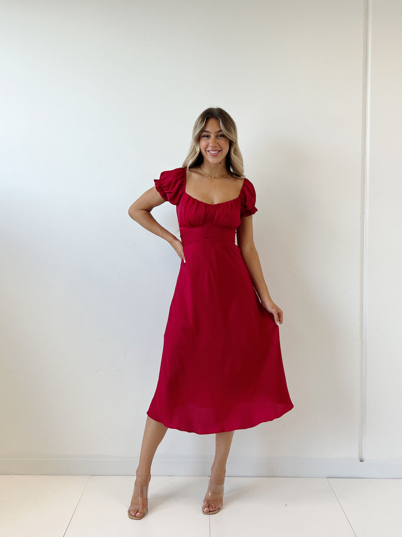 Ellison Midi Dress - Red