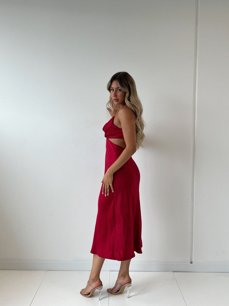 Cleo Midi Dress - Red