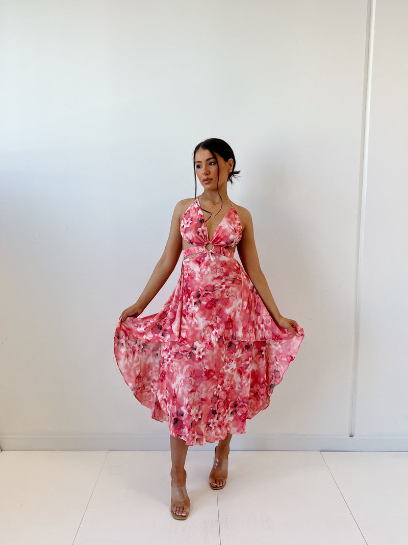 Auden Floral Midi Dress - Pink