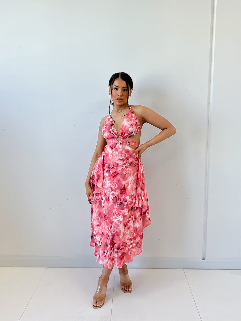 Auden Floral Midi Dress - Pink