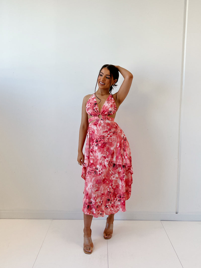 Auden Floral Midi Dress - Pink