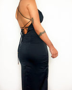 Keana Satin Midi Dress - Black