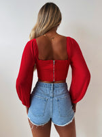 Leah Crop Blouse - Red