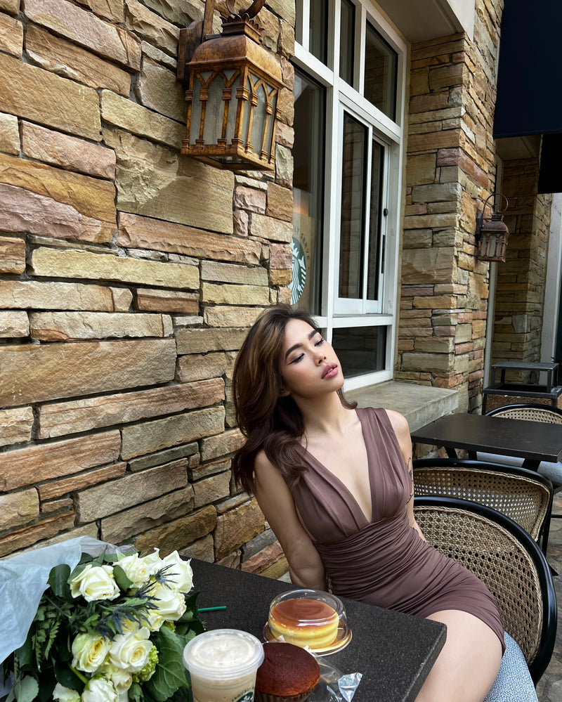 Dating Profile Mini Dress - Brown