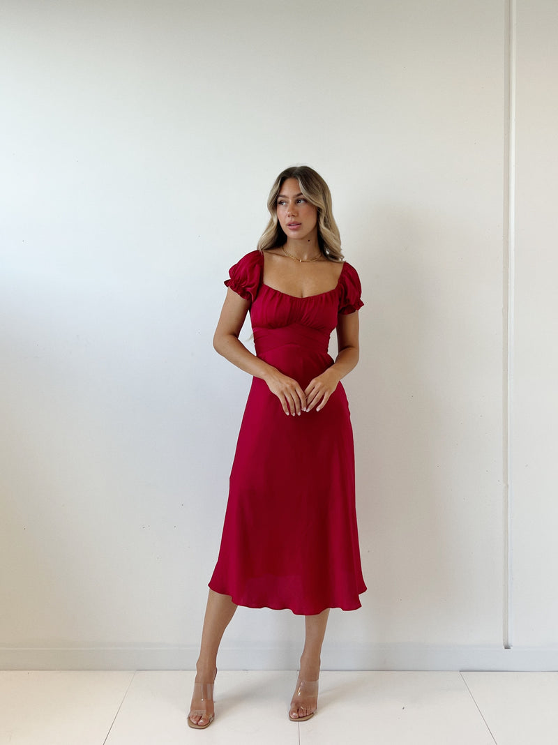 Ellison Midi Dress - Red