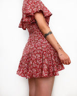 Madelia Floral Mini Dress - Red