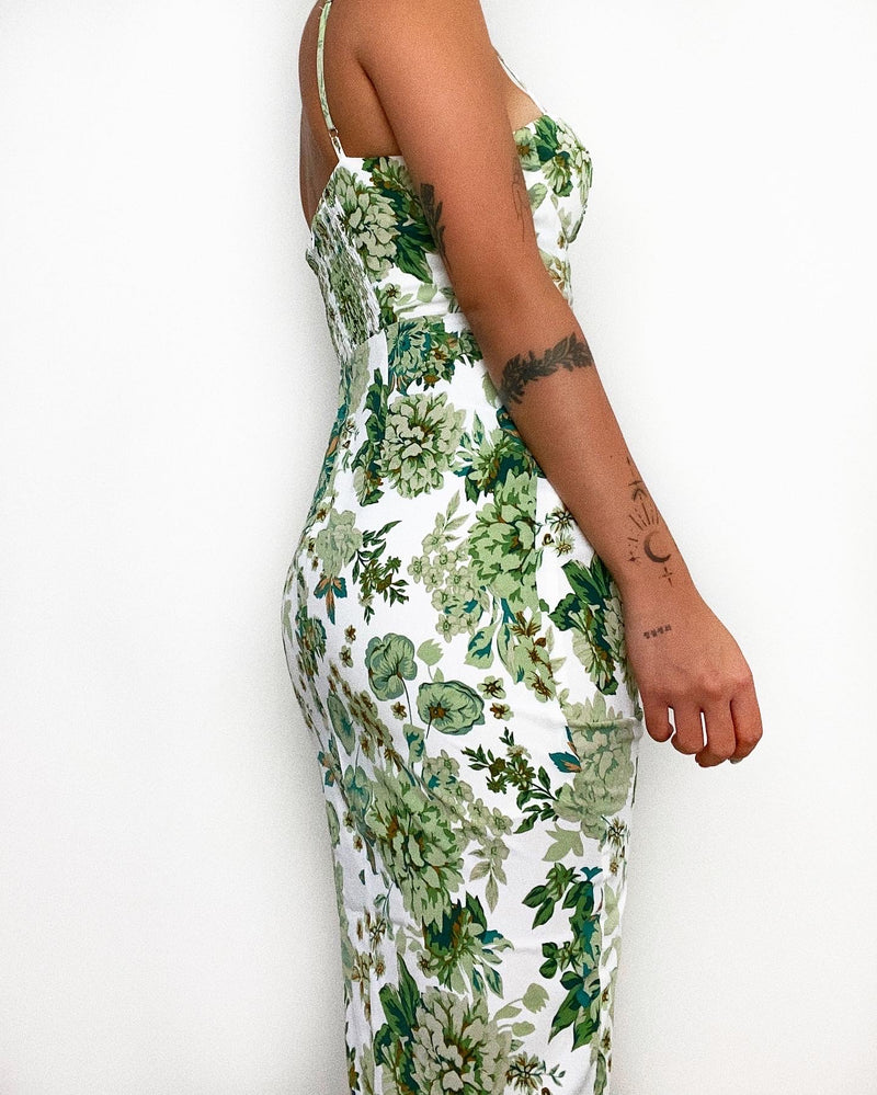 Millie Floral Midi Dress - Green