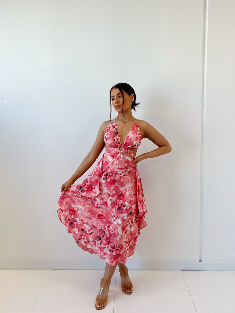 Auden Floral Midi Dress - Pink