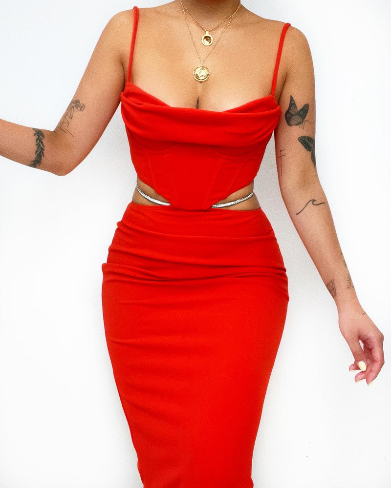 Yena Midi Dress - Red