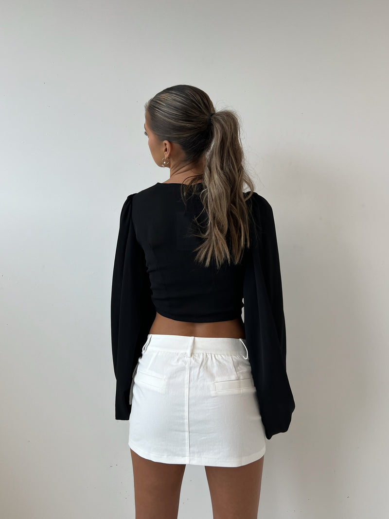 Kay Crop Blouse - Black