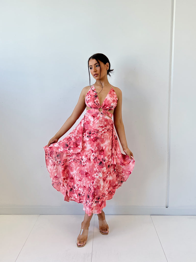 Auden Floral Midi Dress - Pink