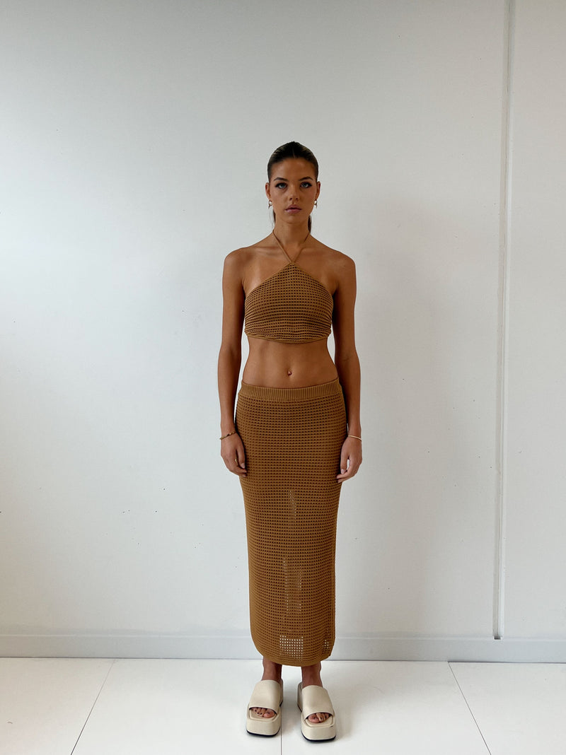 Athens Crochet Midi Skirt