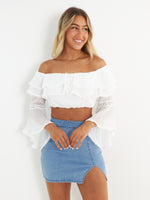 Audrey Crop Blouse - White