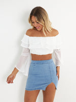 Audrey Crop Blouse - White