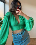 Gemma Crop Blouse - Green