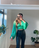 Gemma Crop Blouse - Green