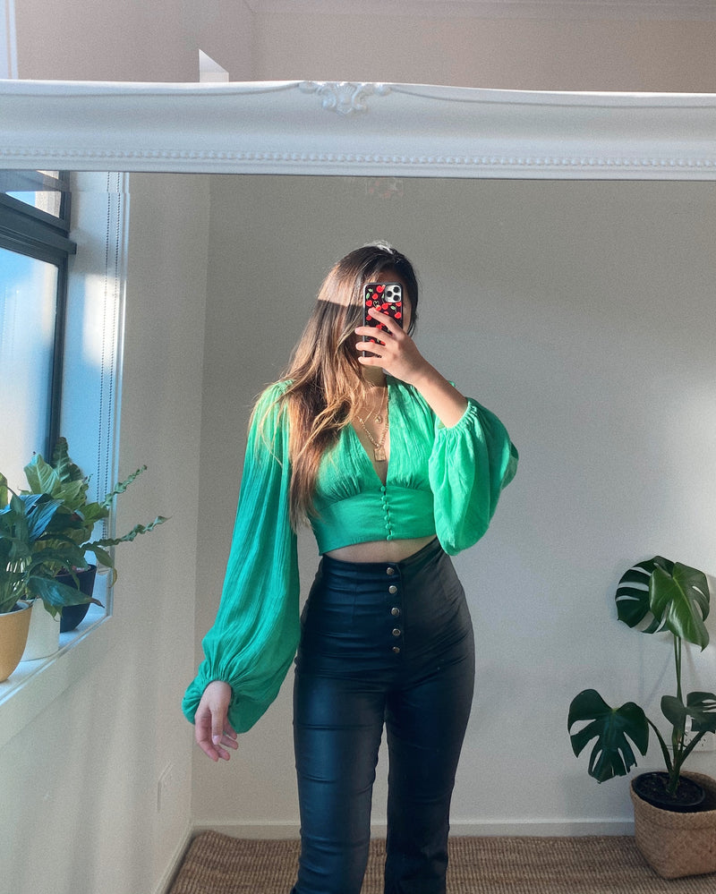 Gemma Crop Blouse - Green