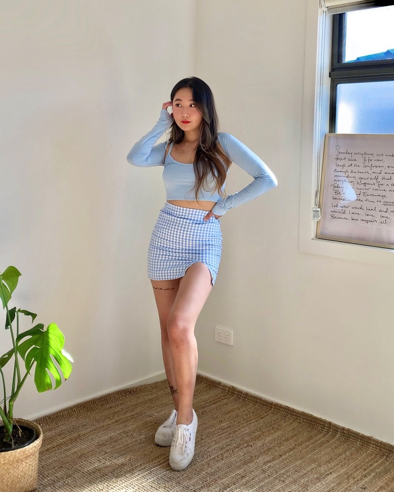 Kameli Gingham Mini Skirt - Blue