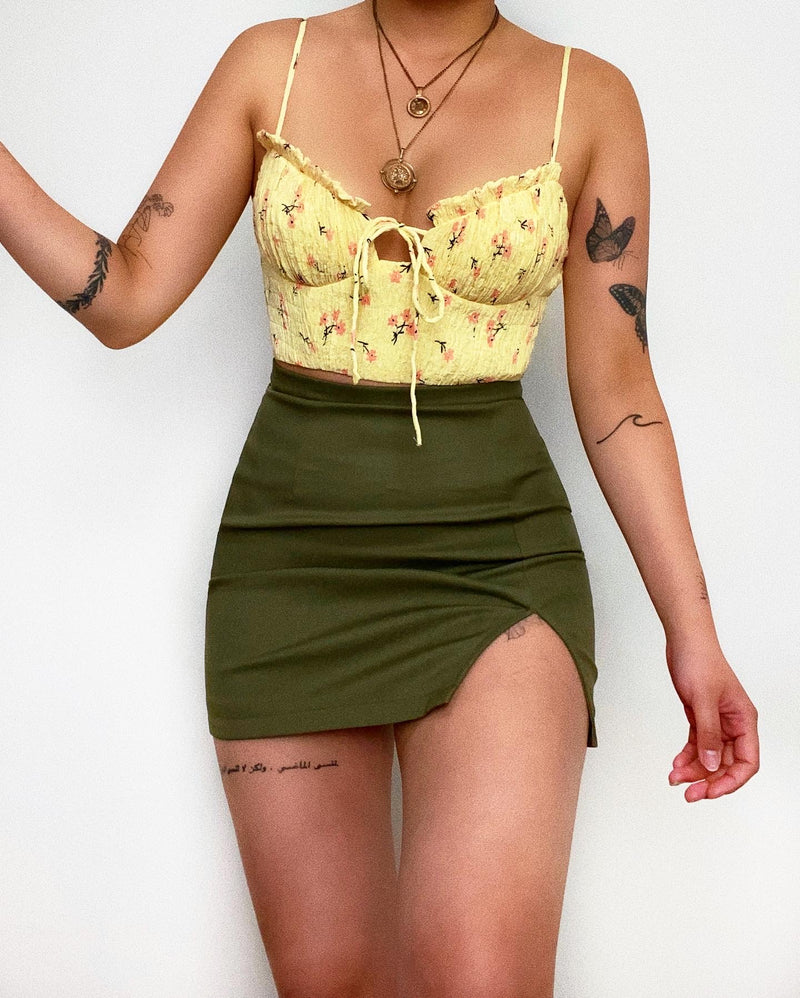 Callie Mini Skirt - Khaki