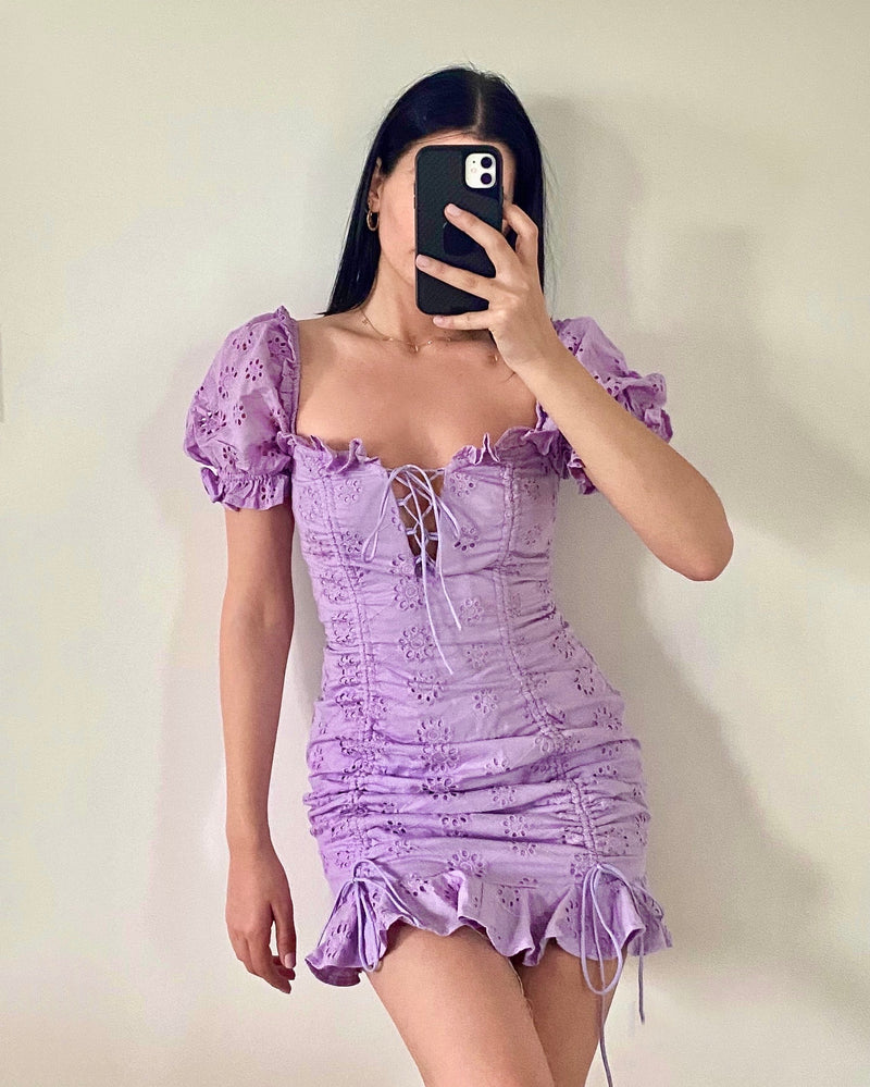 Amelia Floral Mini Dress - Purple