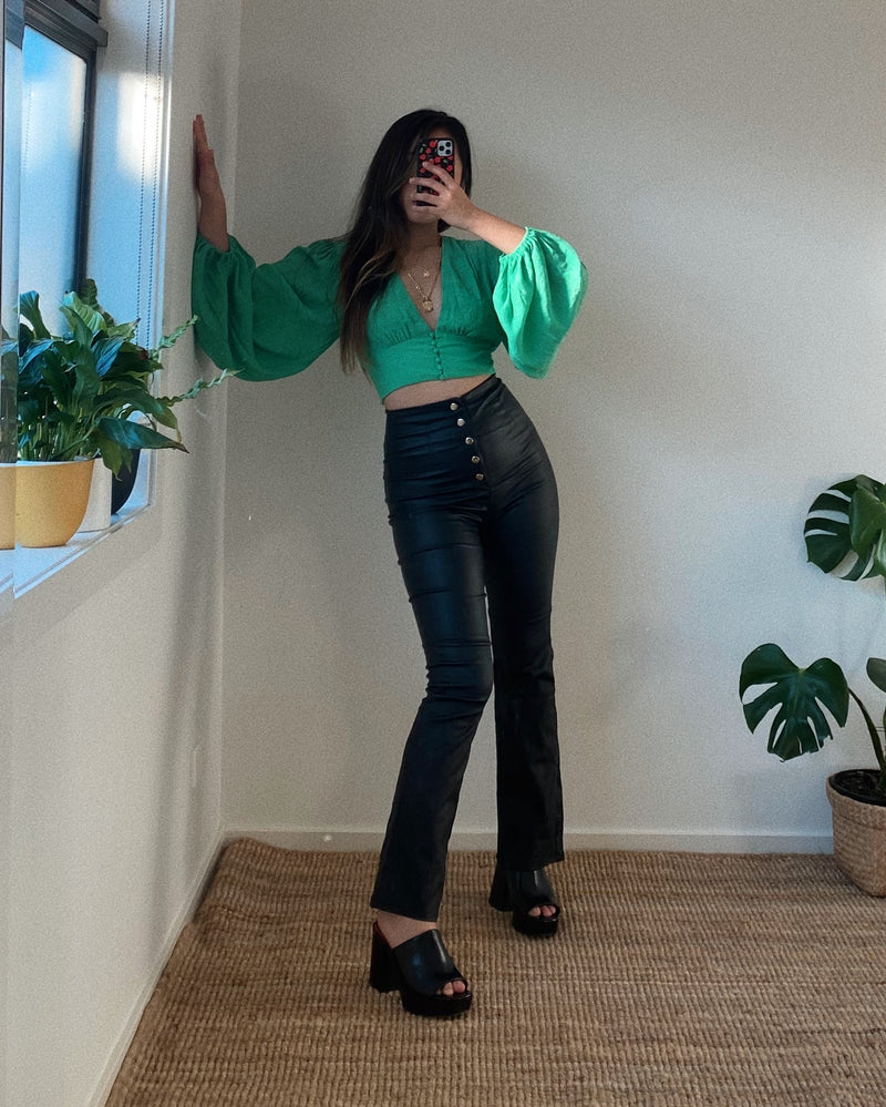 Gemma Crop Blouse - Green