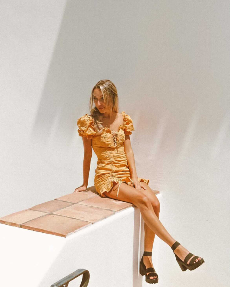 Amelia Floral Mini Dress - Yellow