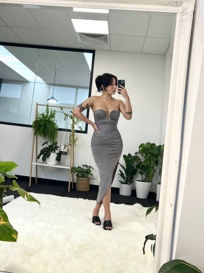Alina Midi Dress - Charcoal