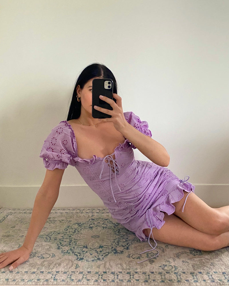 Amelia Floral Mini Dress - Purple