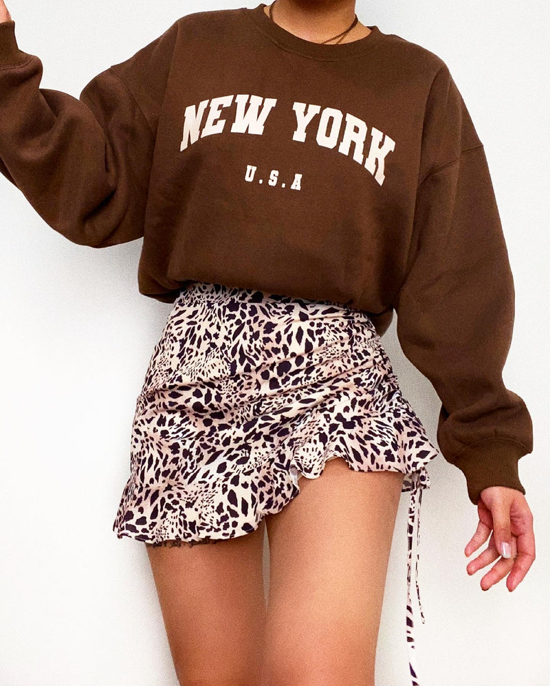 Zendaya Mini Skirt - Beige/Brown