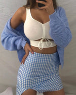 Kameli Gingham Mini Skirt - Blue