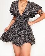 Madelia Floral Mini Dress - Black